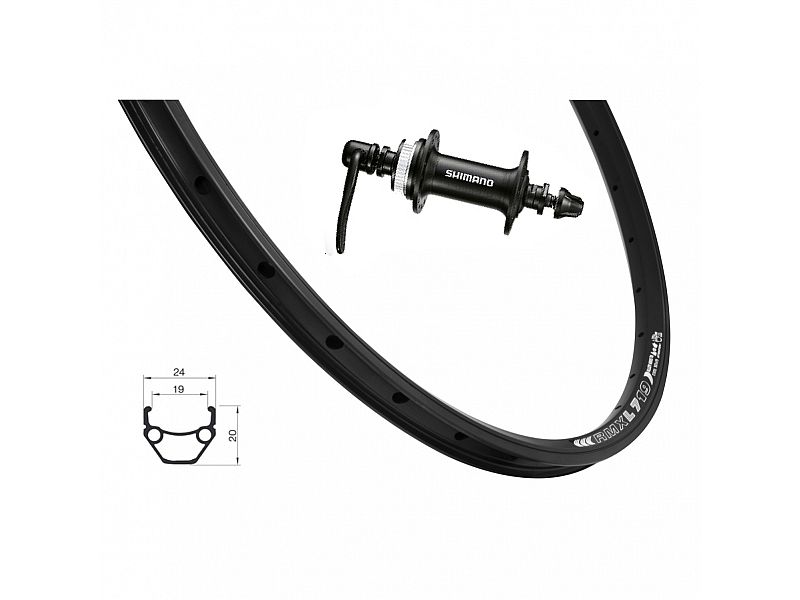 26" predné zapletené koleso Remerx Dragon 719/náboj Shimano RM35 36dier čierny