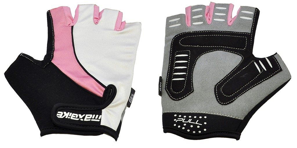 rukavice MAXBIKE gel bielo-ružové velikost XL