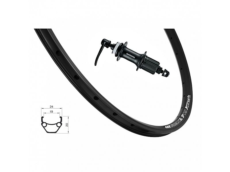 26" zadné zapletené koleso Remerx Dragon 719/náboj Shimano RM35 36dier čierny